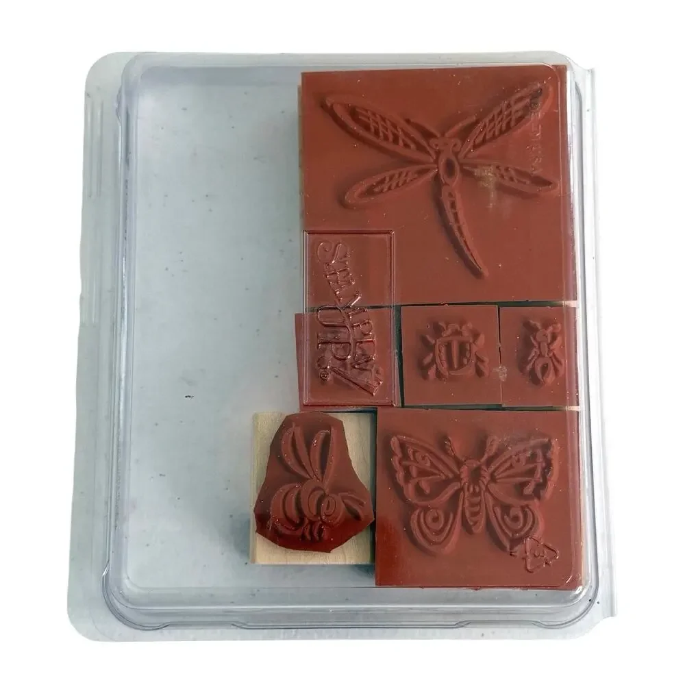Stampin’ Up set of 6 wooden stamps bunch o' bugs collection